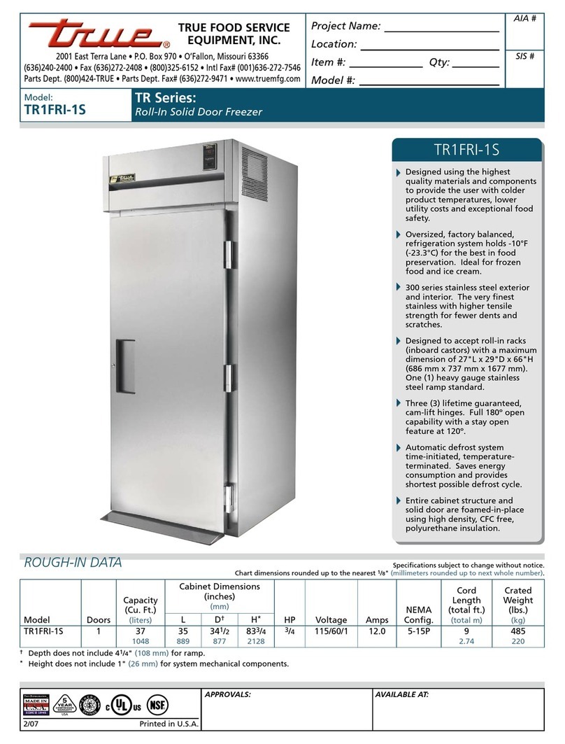 True TR1FRI-1S Specifications