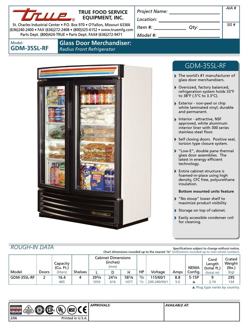 True GDM-35SL-RF Specifications