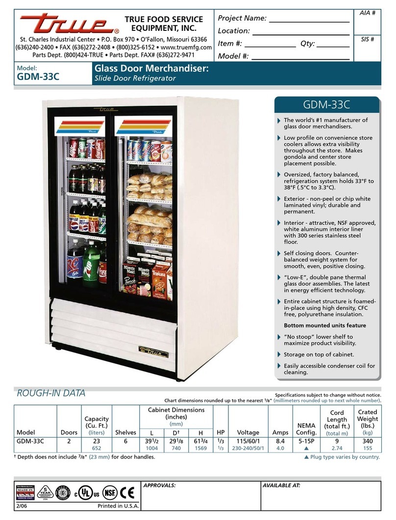 True GDM-33C Specifications