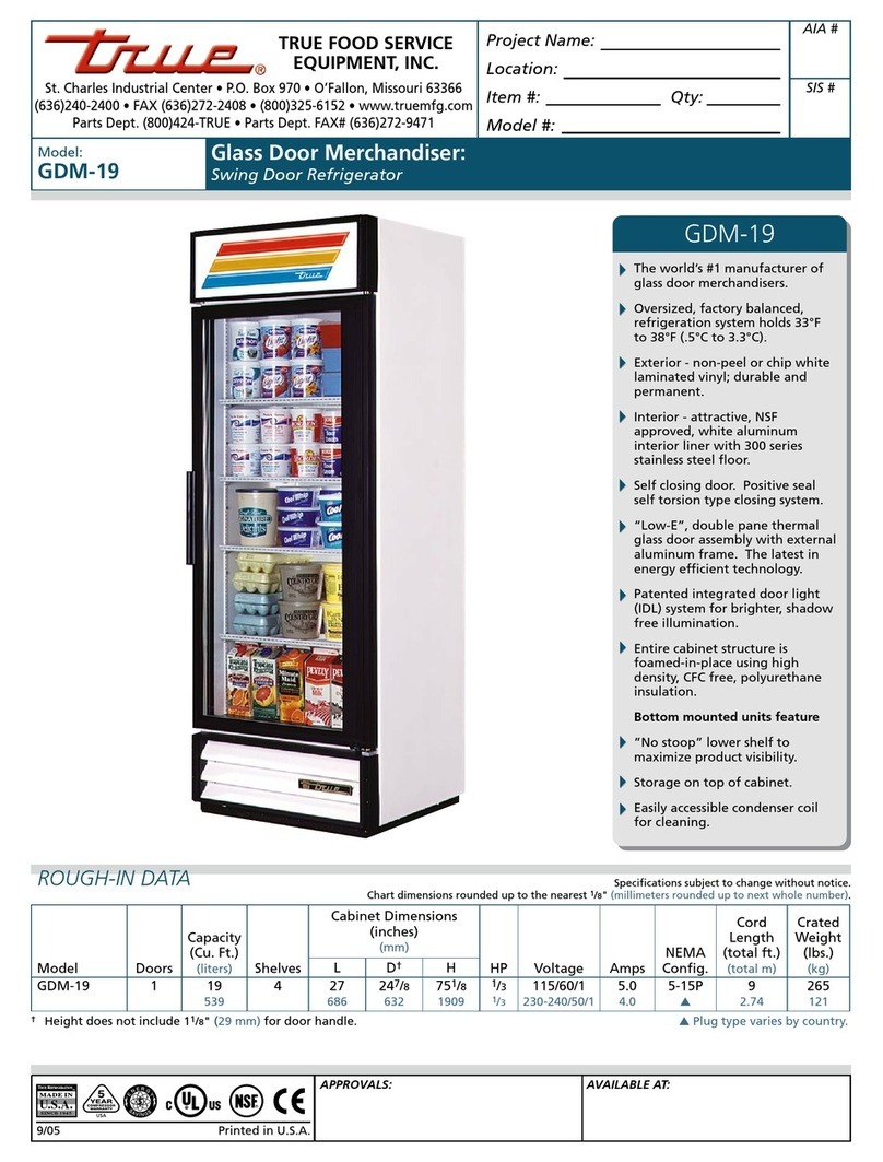 True GDM-19 Specifications