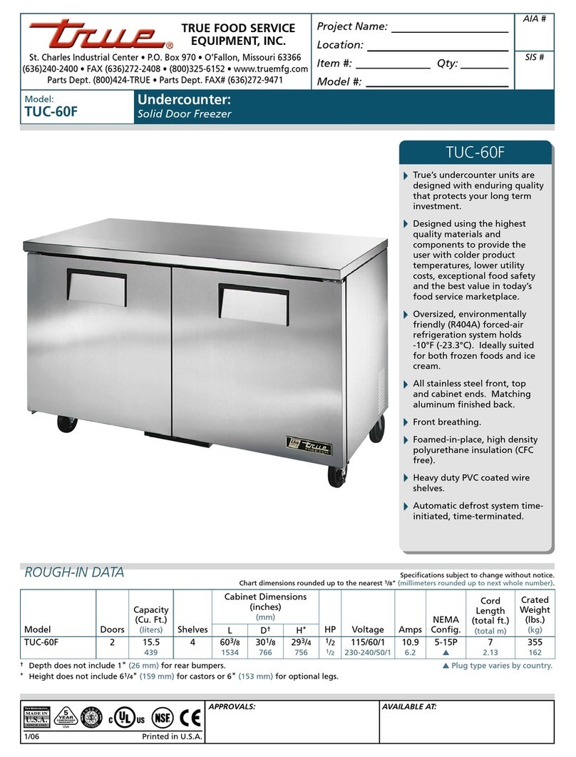 True TUC-60F User manual