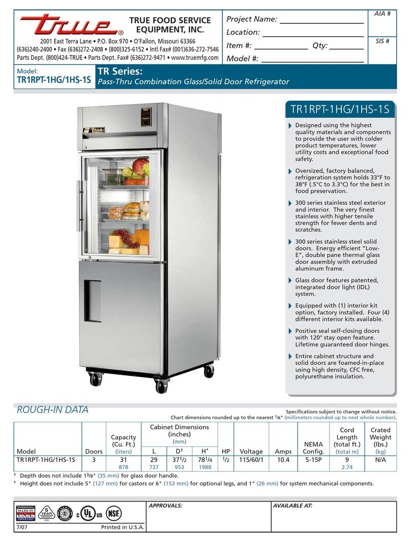 True TR1RPT-1HG-1HS-1S User manual