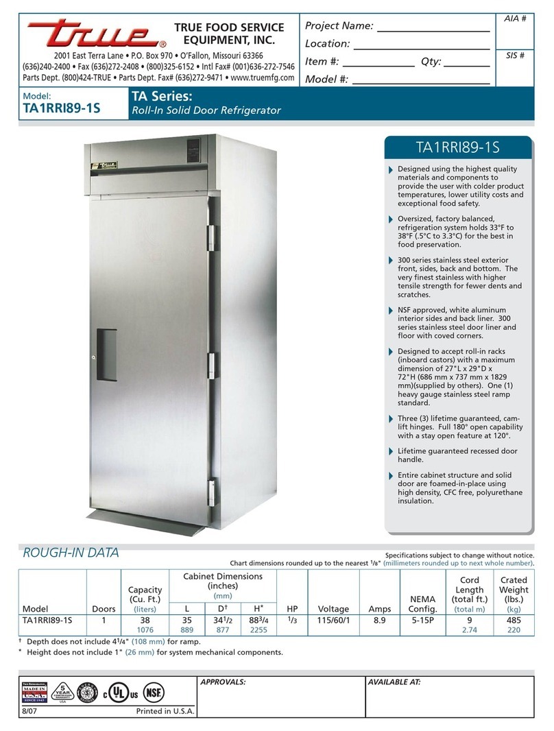 True TA1RRI89-1S User manual