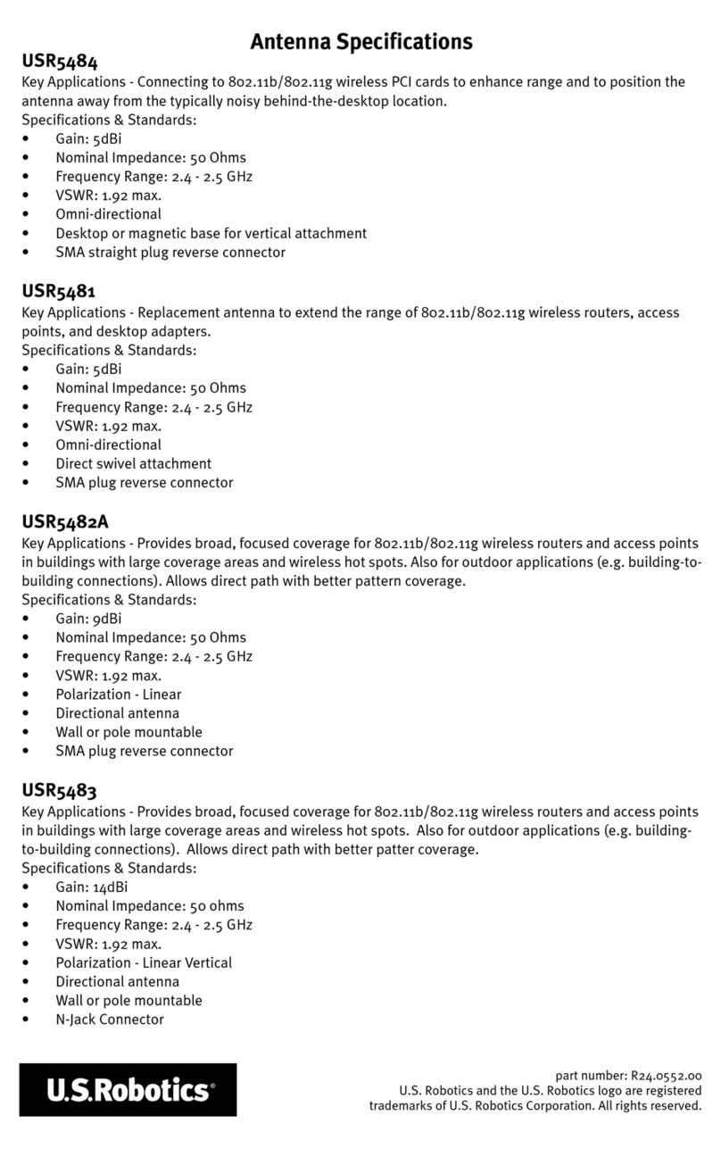 US Robotics USR5481 Specifications US Robotics USR5481 Specifications