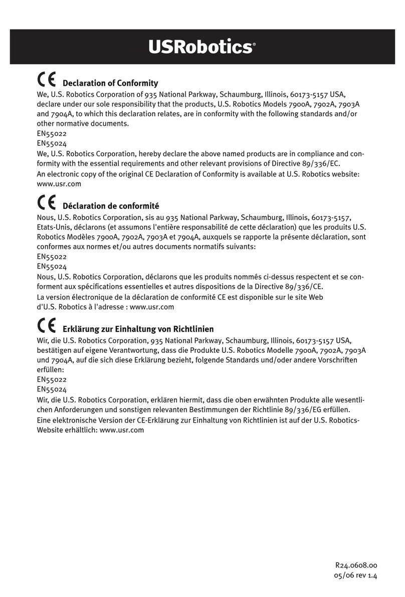 US Robotics USR997900A Declaration of conformity