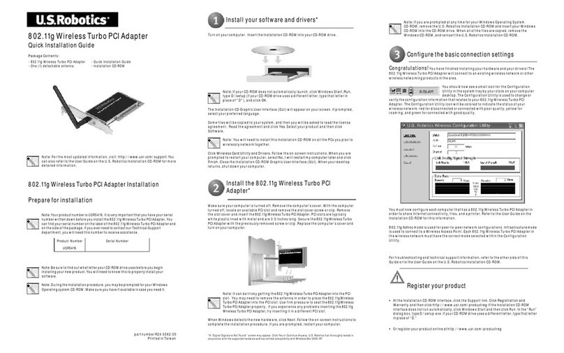 US Robotics USR5416 Quick installation guide
