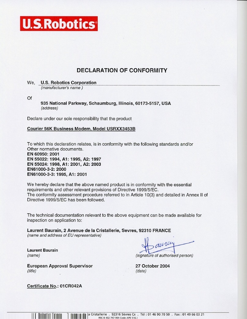 US Robotics Courier USR3453B Declaration of conformity US Robotics Courier USR3453B Declaration of conformity