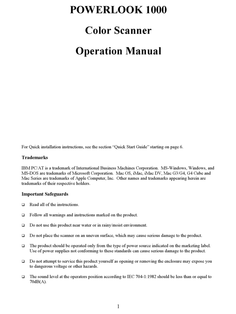 UMAX Technologies PowerLook 1000 User manual UMAX Technologies PowerLook 1000 User manual