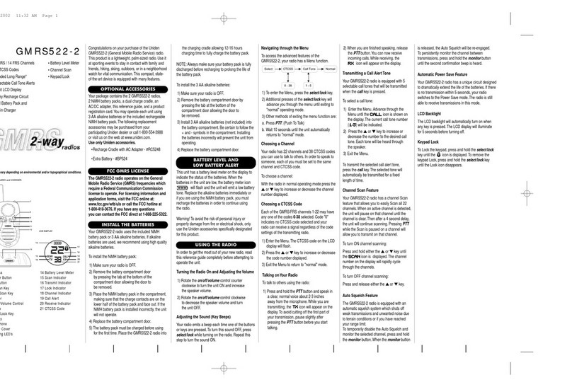 Uniden GMRS522-2 reference guide