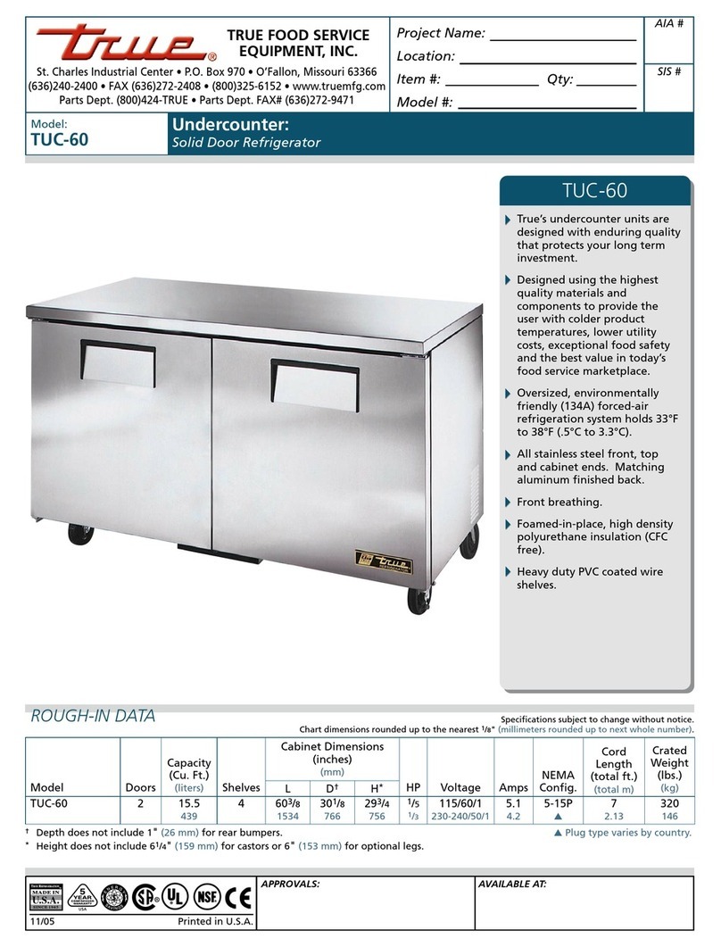 True TUC-60 User manual