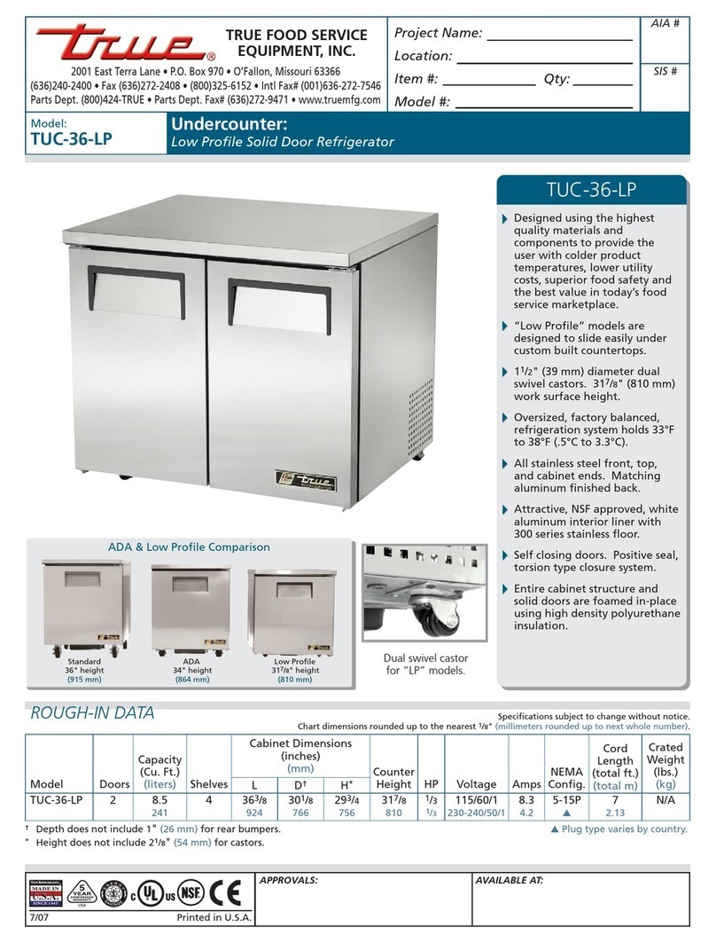 True TUC-36-LP Specifications