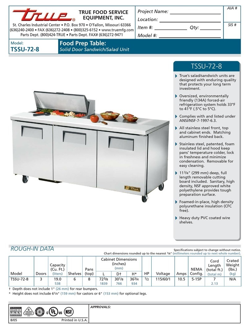 True TSSU-72-8 User manual True TSSU-72-8 User manual