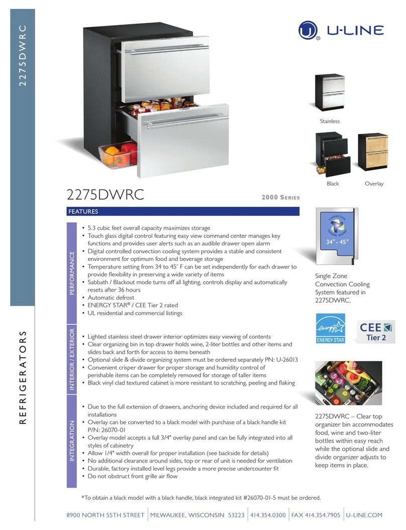 U-Line WINE CAPTAIN 2275DWRCOL User manual