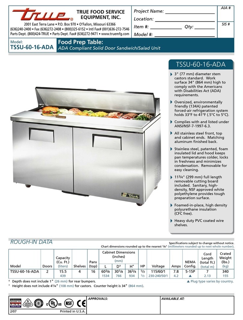 True TSSU-60-16-ADA User manual True TSSU-60-16-ADA User manual