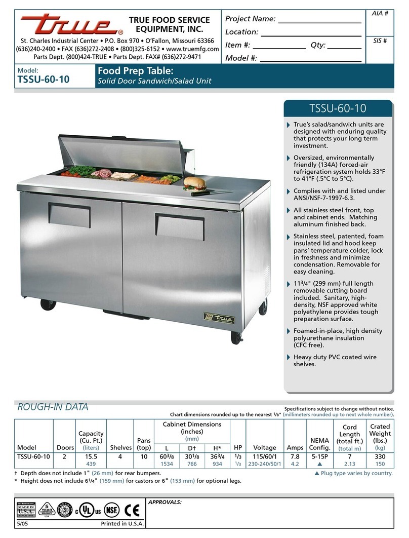 True TSSU-60-10 User manual True TSSU-60-10 User manual