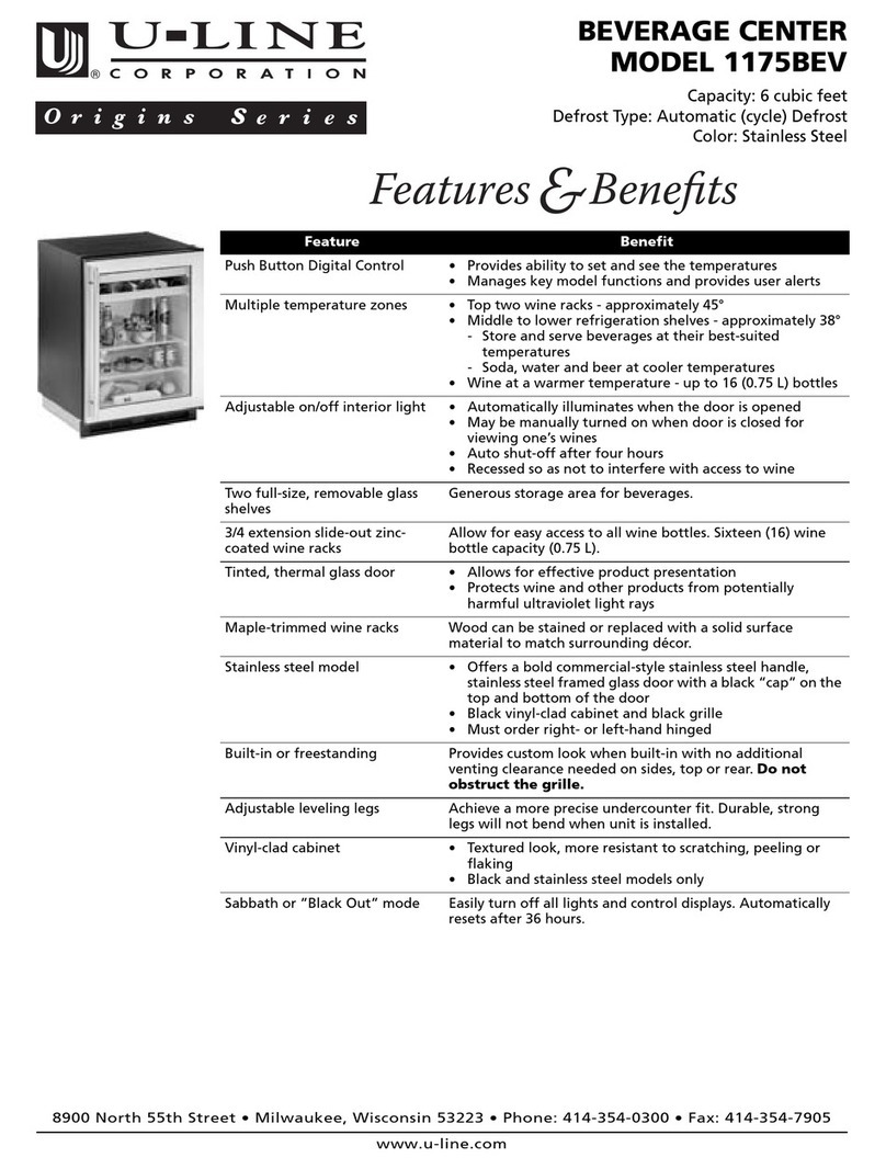U-Line Origins 1175BEVS00 User manual