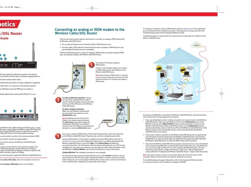 US Robotics USR8011 Quick installation guide
