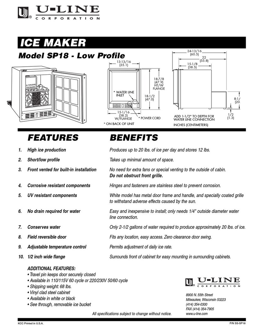 U-Line Origins SP18 User manual