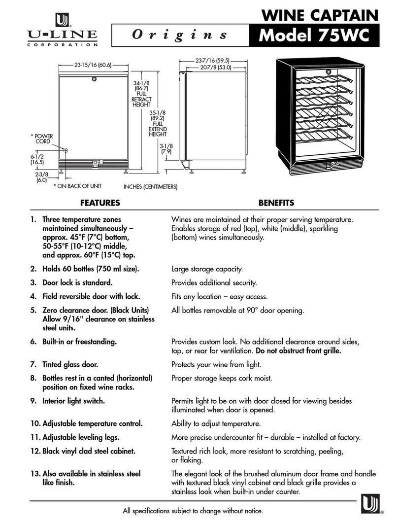 U-Line Wine Captain 75WC User manual