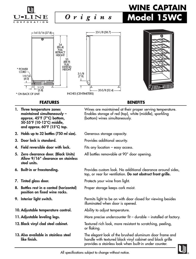 U-Line Wine Captain 15WC Owner's manual