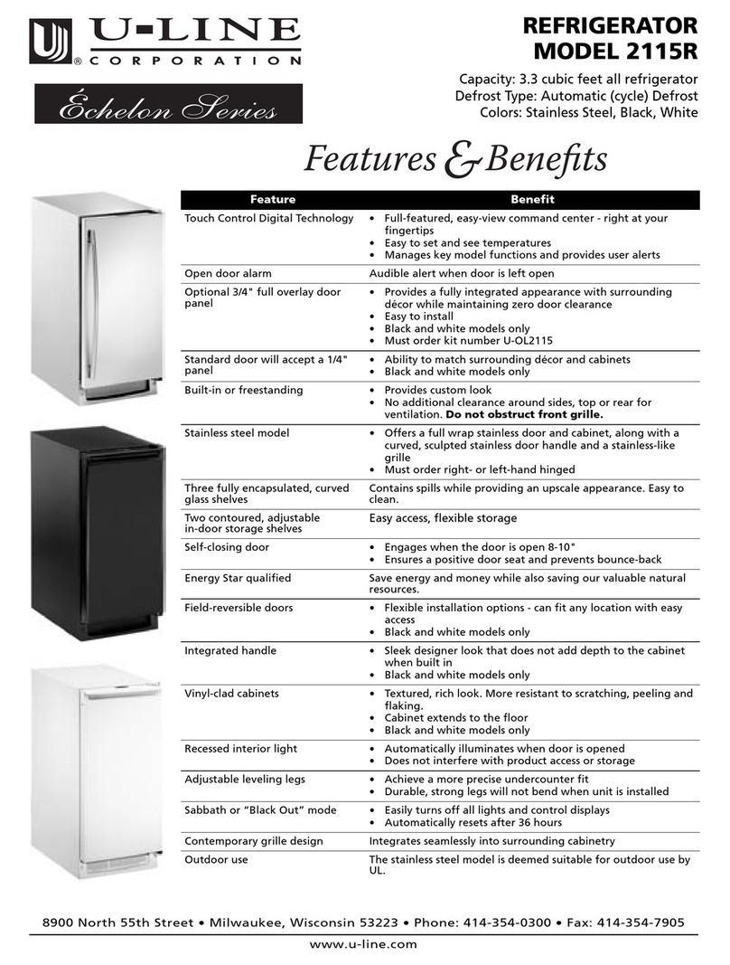U-Line Echelon 2115RS00 User manual