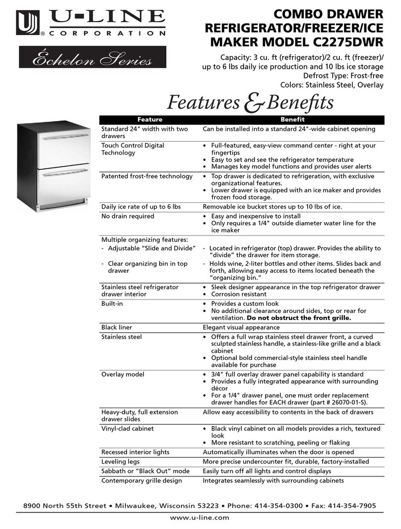 U-Line Echelon Combo C2275DWR User manual U-Line Echelon Combo C2275DWR User manual
