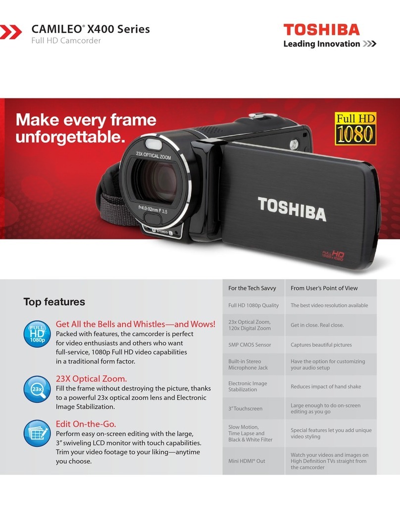 Toshiba Camileo X400 Series Specifications