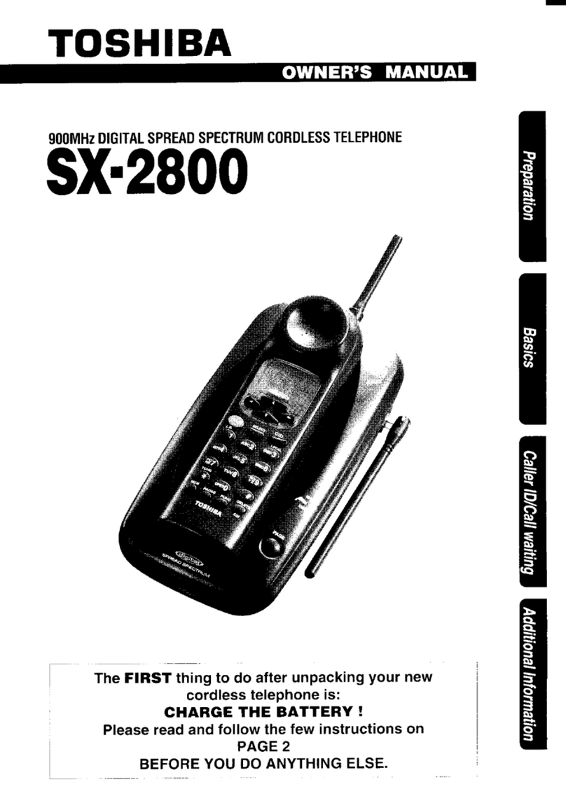 Toshiba SX2800 - SX Cordless Phone owner's manual