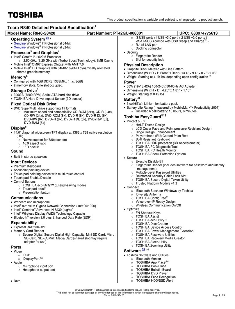 Toshiba R840-S8420 User manual