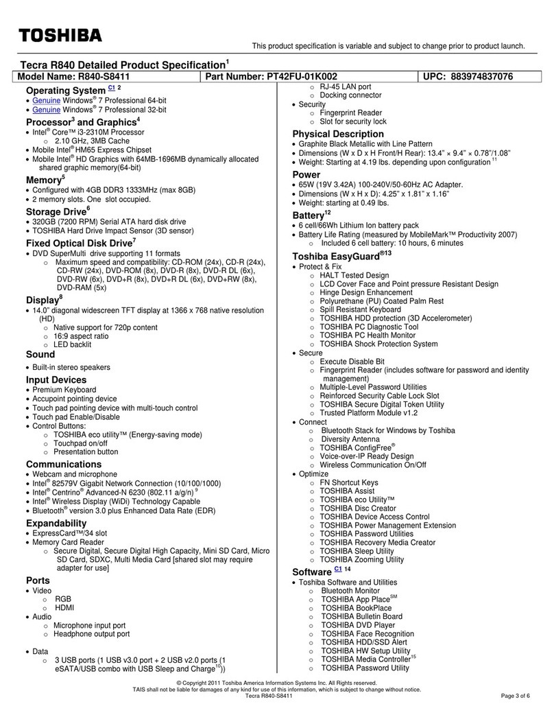 Toshiba R840-S8411 User manual