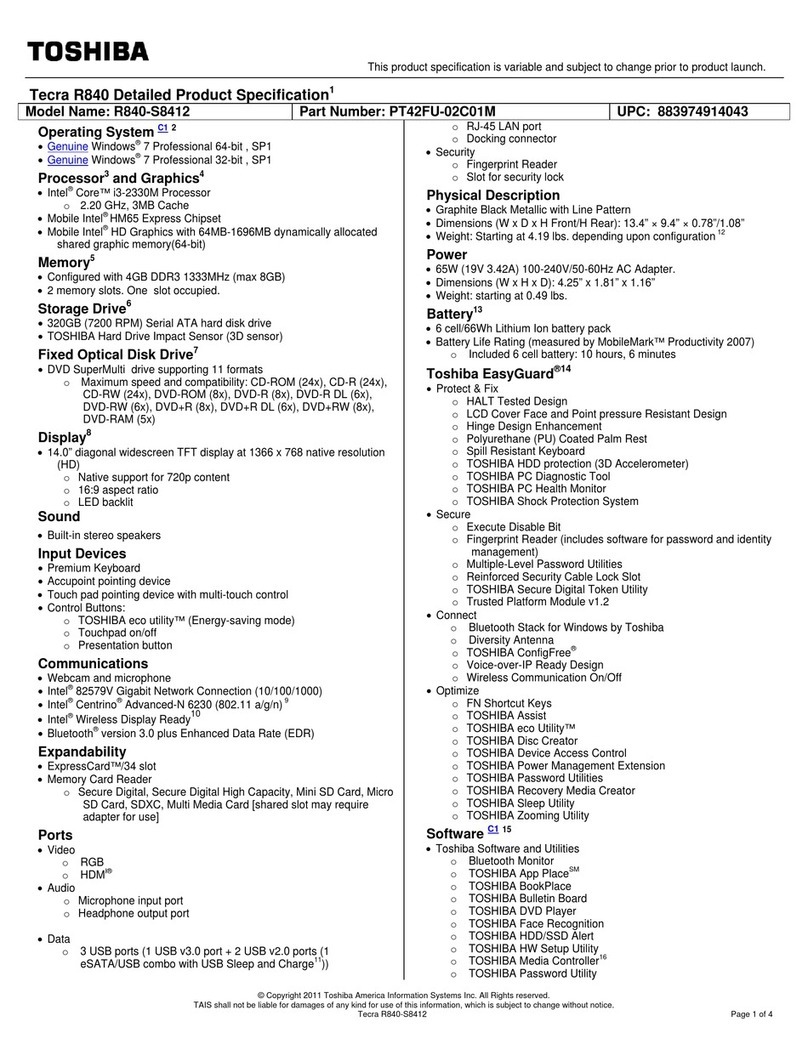 Toshiba R840-S8412 User manual