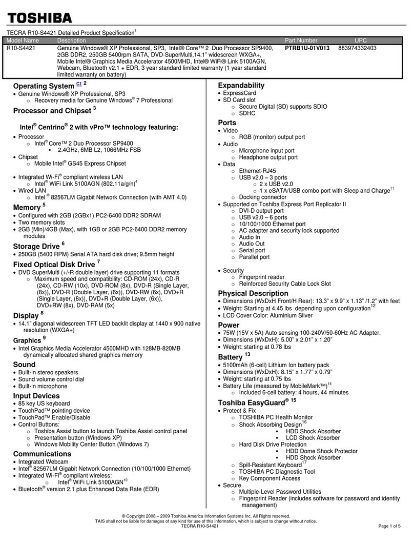 Toshiba R10-S4421 User manual