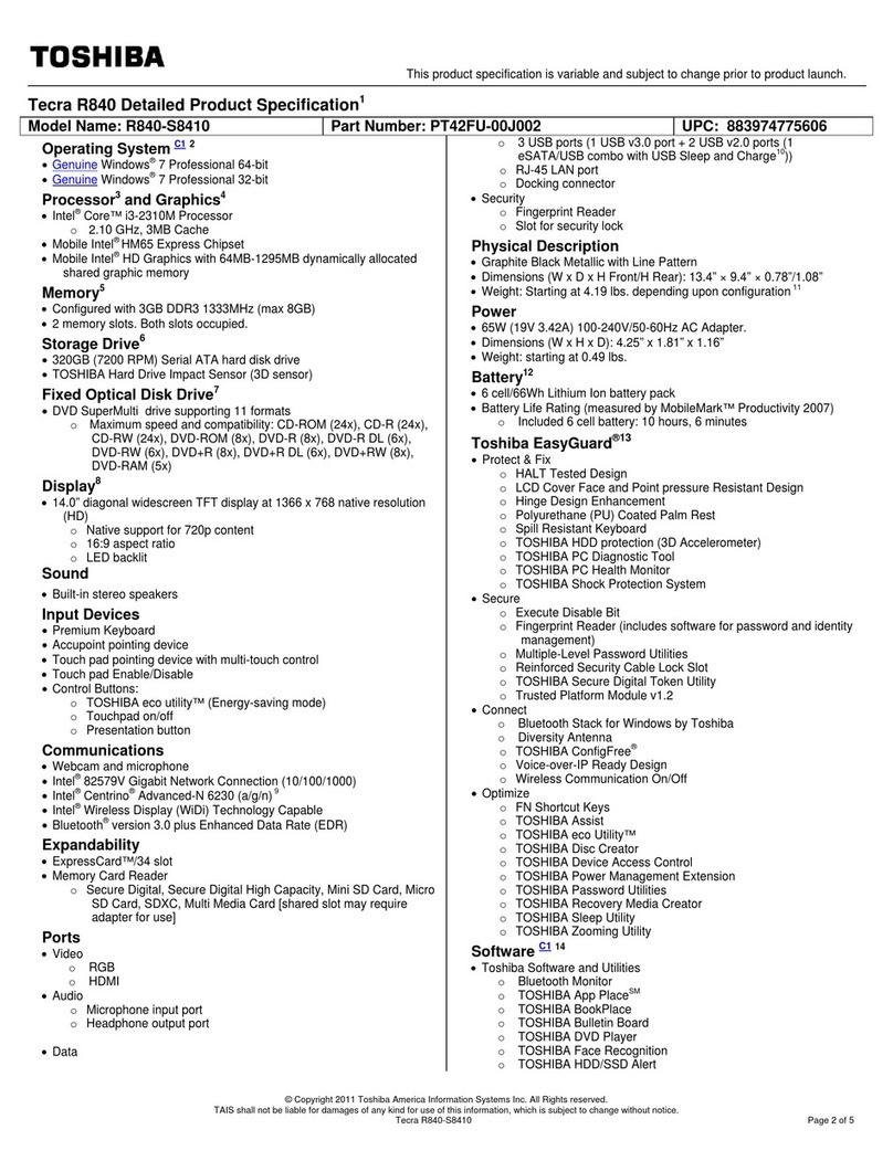 Toshiba R840-S8410 User manual