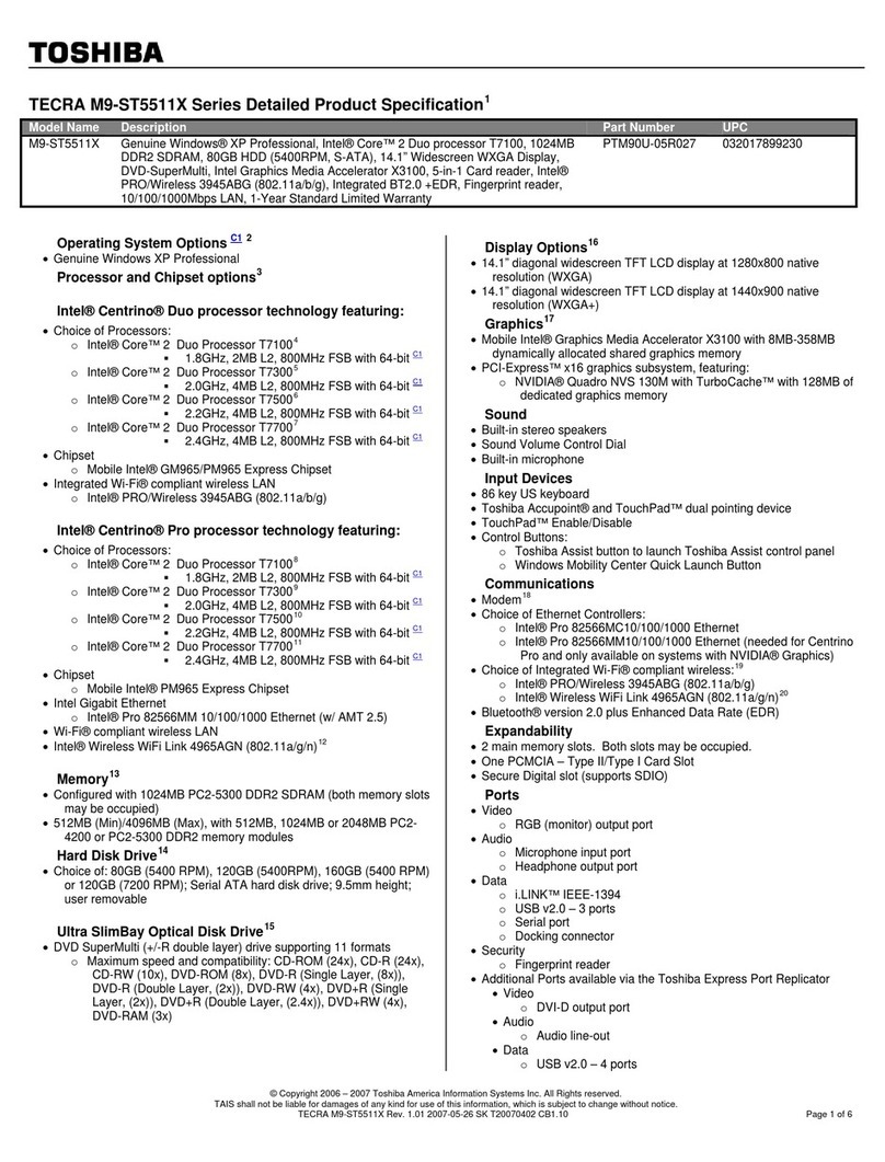 Toshiba M9-ST5511X User manual