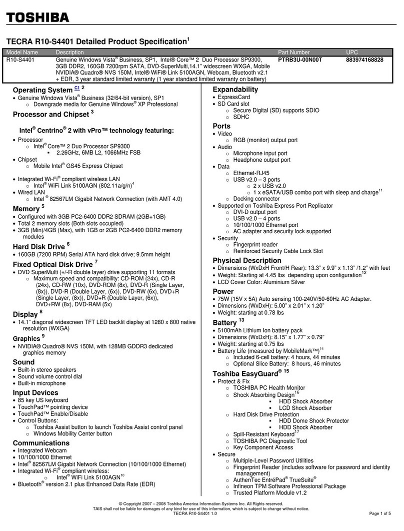 Toshiba Tecra R10-S4401 User manual