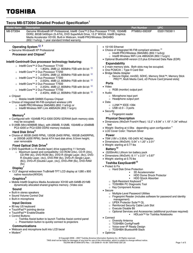 Toshiba M8-ST3094 User manual
