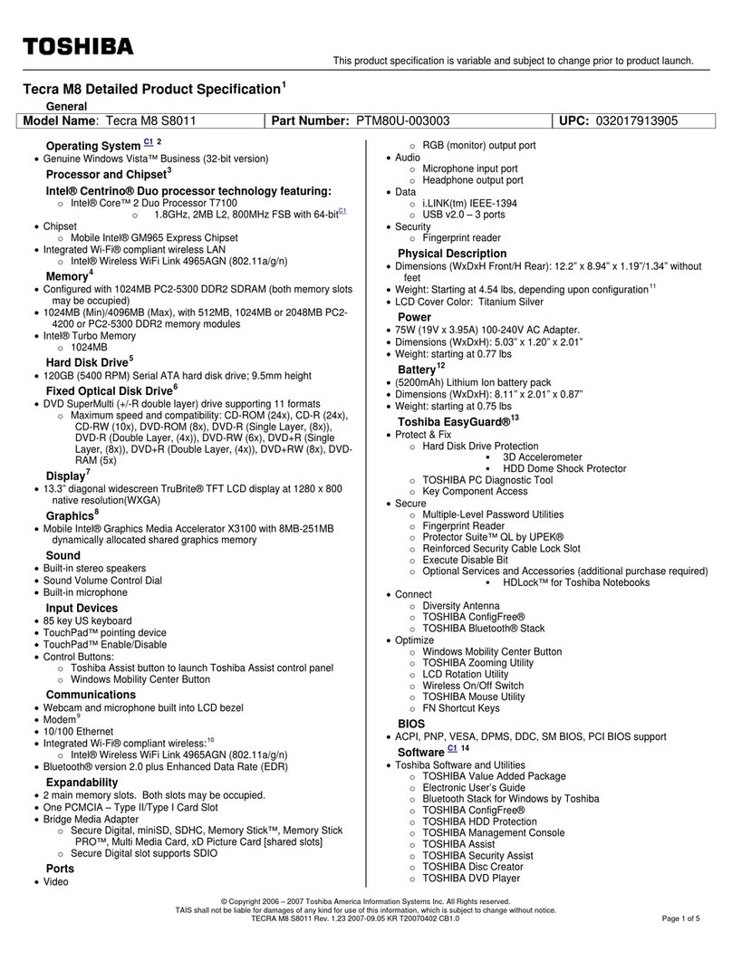 Toshiba M8-S8011 User manual