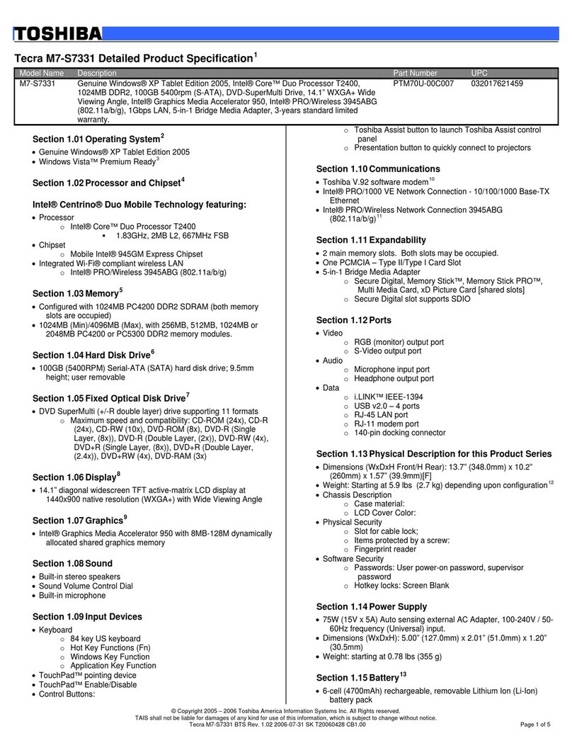 Toshiba M7-S7331 User manual