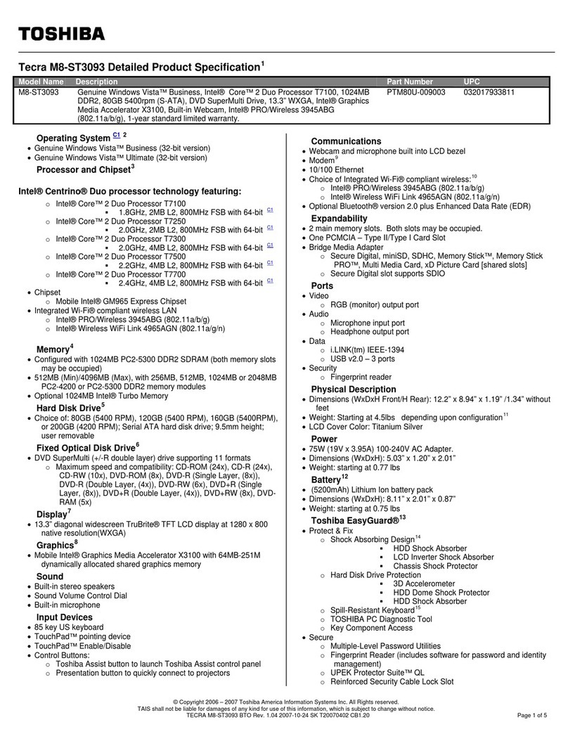 Toshiba M8-ST3093 User manual