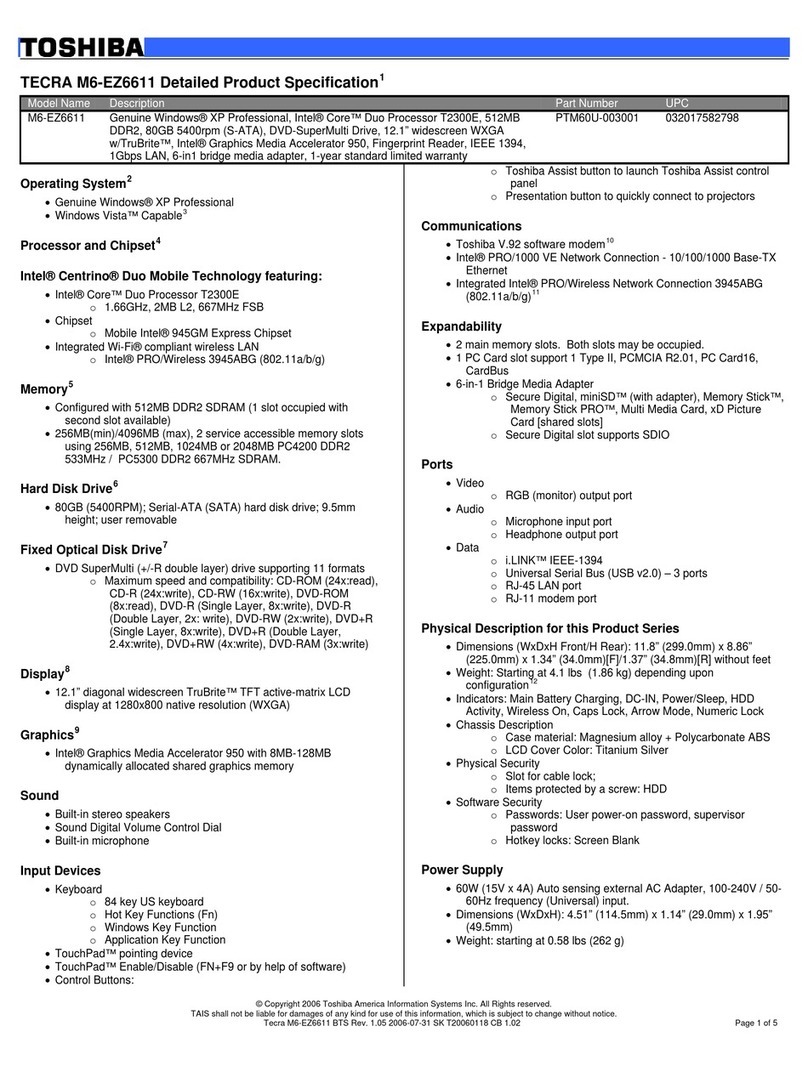 Toshiba Tecra M6-EZ6611 User manual