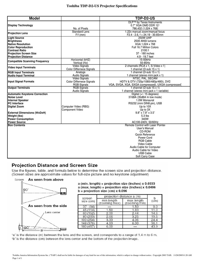 Toshiba TDP-D2-US User manual Toshiba TDP-D2-US User manual