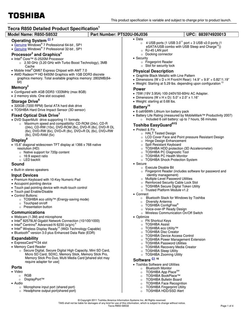 Toshiba R850-S8532 User manual