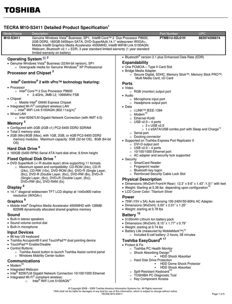 Toshiba Tecra M10-S3411 User manual