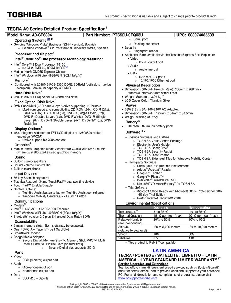 Toshiba A9-SP6804 User manual