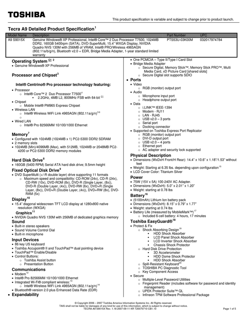 Toshiba A9-S9015X User manual
