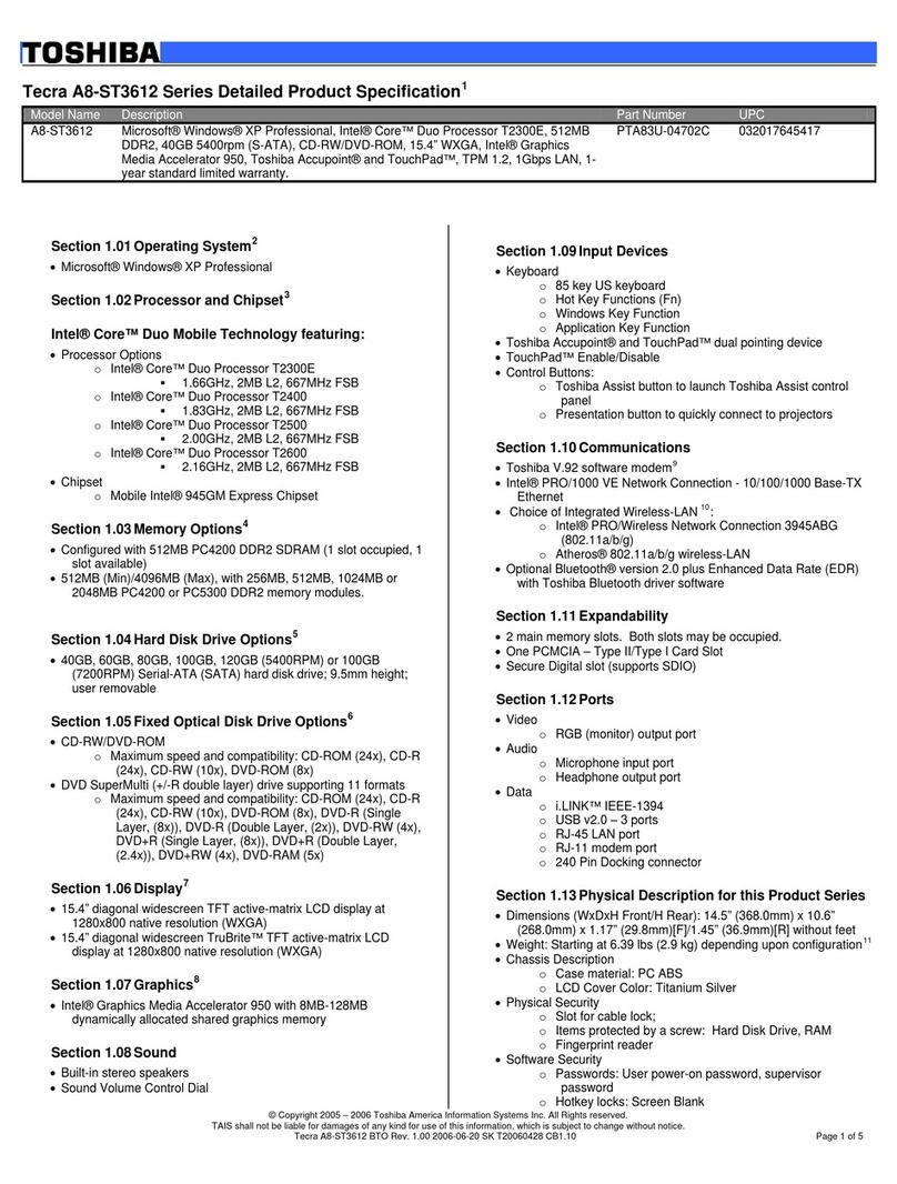 Toshiba A8-ST3612 User manual