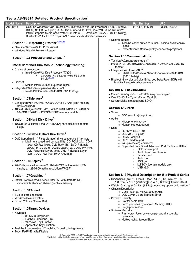 Toshiba A8-S8514 User manual
