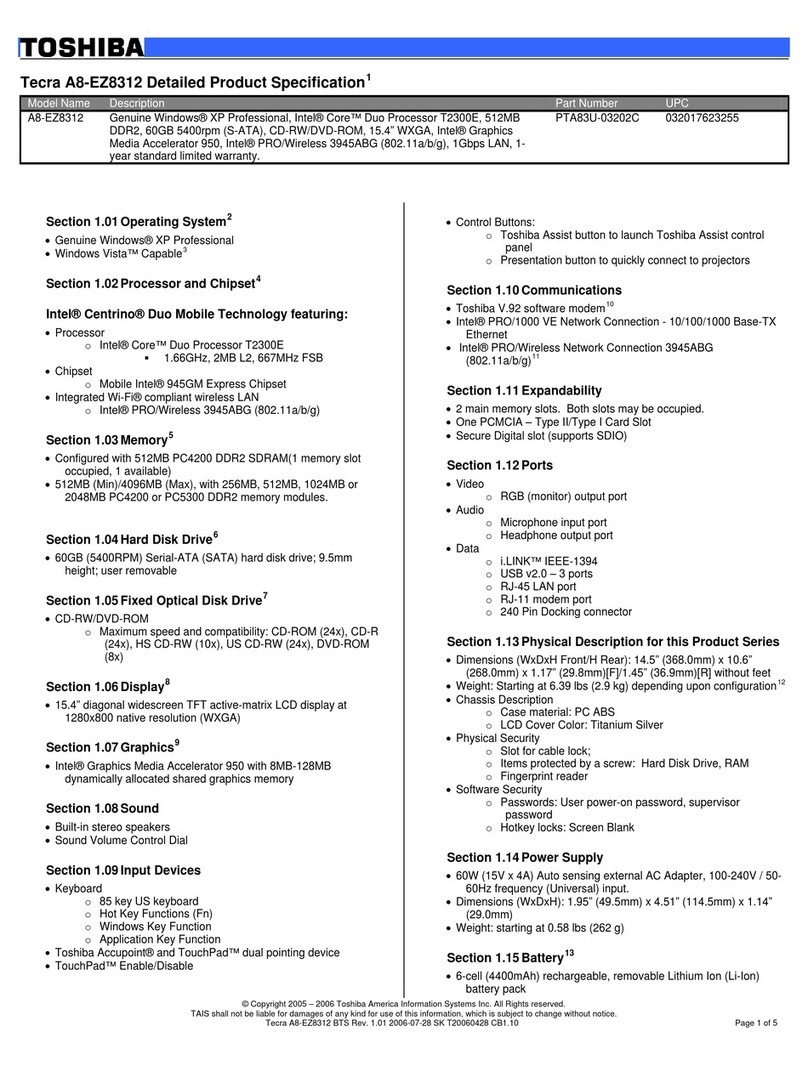Toshiba A8-EZ8312 User manual