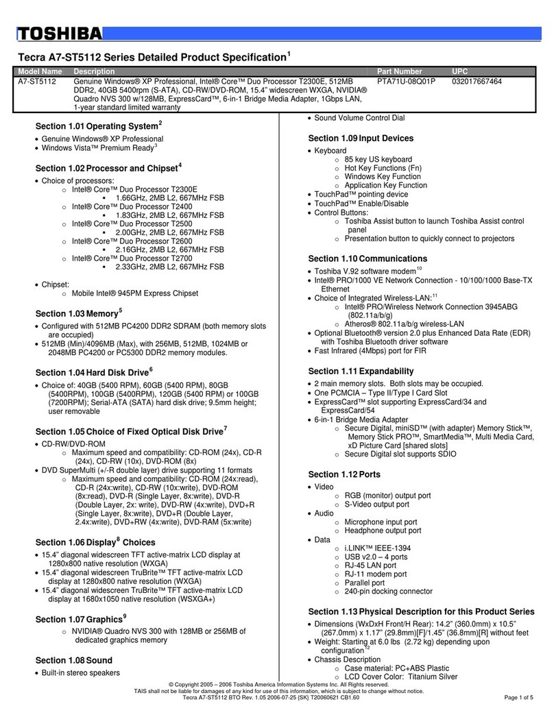 Toshiba Tecra A7-ST5112 User manual