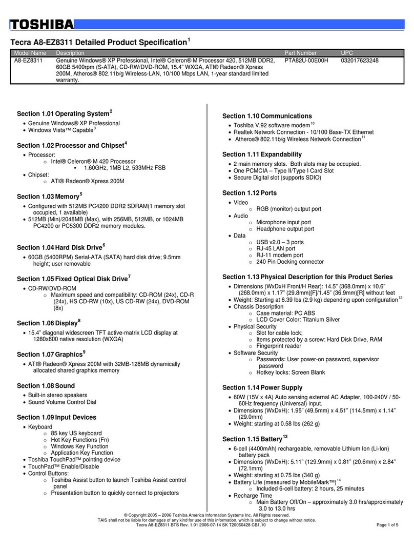 Toshiba A8-EZ8311 User manual
